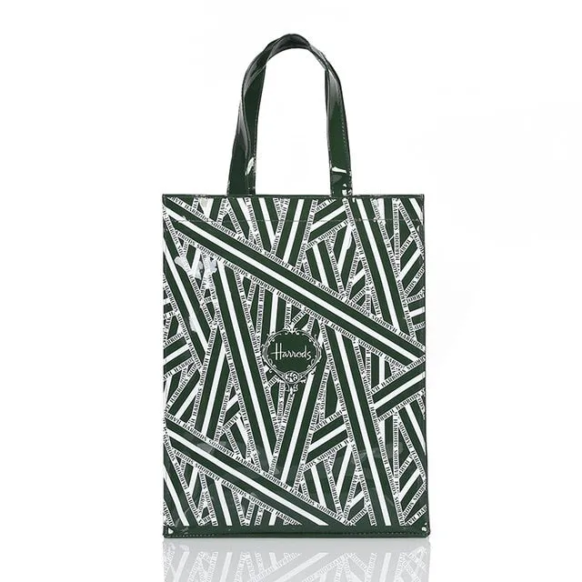 London Style PVC Reusable Shopping Bag Women's Bag Eco Friendly Small Signature Shopper Bag Waterproof Handbag Shoulder Bag