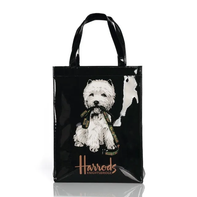 London Style PVC Reusable Shopping Bag Women's Bag Eco Friendly Small Signature Shopper Bag Waterproof Handbag Shoulder Bag