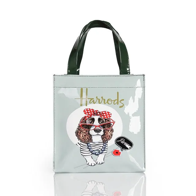 London Style PVC Reusable Shopping Bag Women's Bag Eco Friendly Small Signature Shopper Bag Waterproof Handbag Shoulder Bag