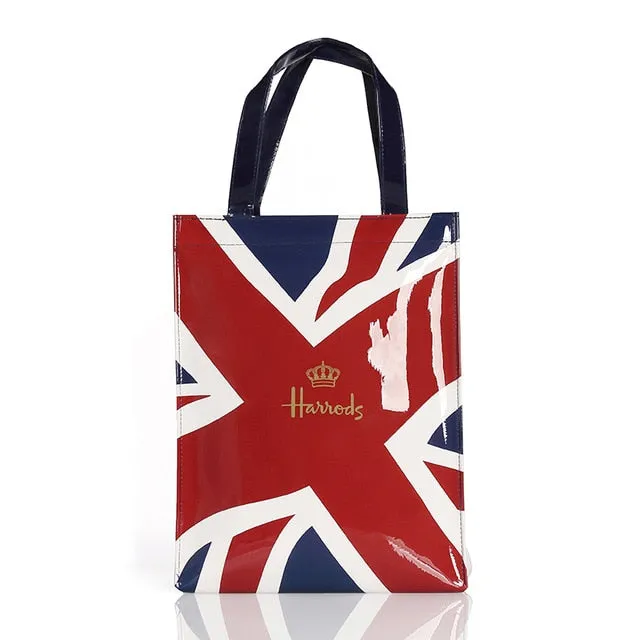 London Style PVC Reusable Shopping Bag Women's Bag Eco Friendly Small Signature Shopper Bag Waterproof Handbag Shoulder Bag