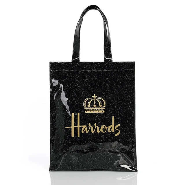 London Style PVC Reusable Shopping Bag Women's Bag Eco Friendly Small Signature Shopper Bag Waterproof Handbag Shoulder Bag