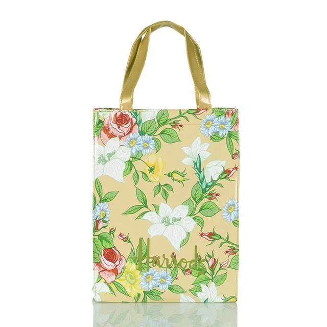London Style PVC Reusable Shopping Bag Women's Bag Eco Friendly Small Signature Shopper Bag Waterproof Handbag Shoulder Bag