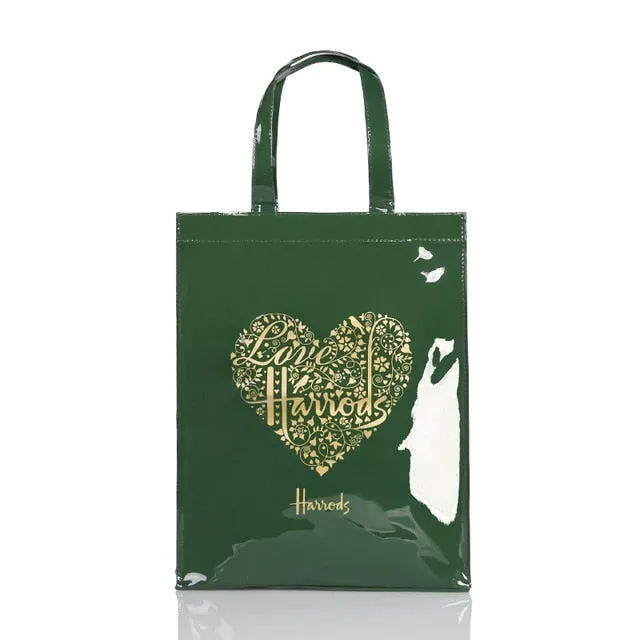 London Style PVC Reusable Shopping Bag Women's Bag Eco Friendly Small Signature Shopper Bag Waterproof Handbag Shoulder Bag