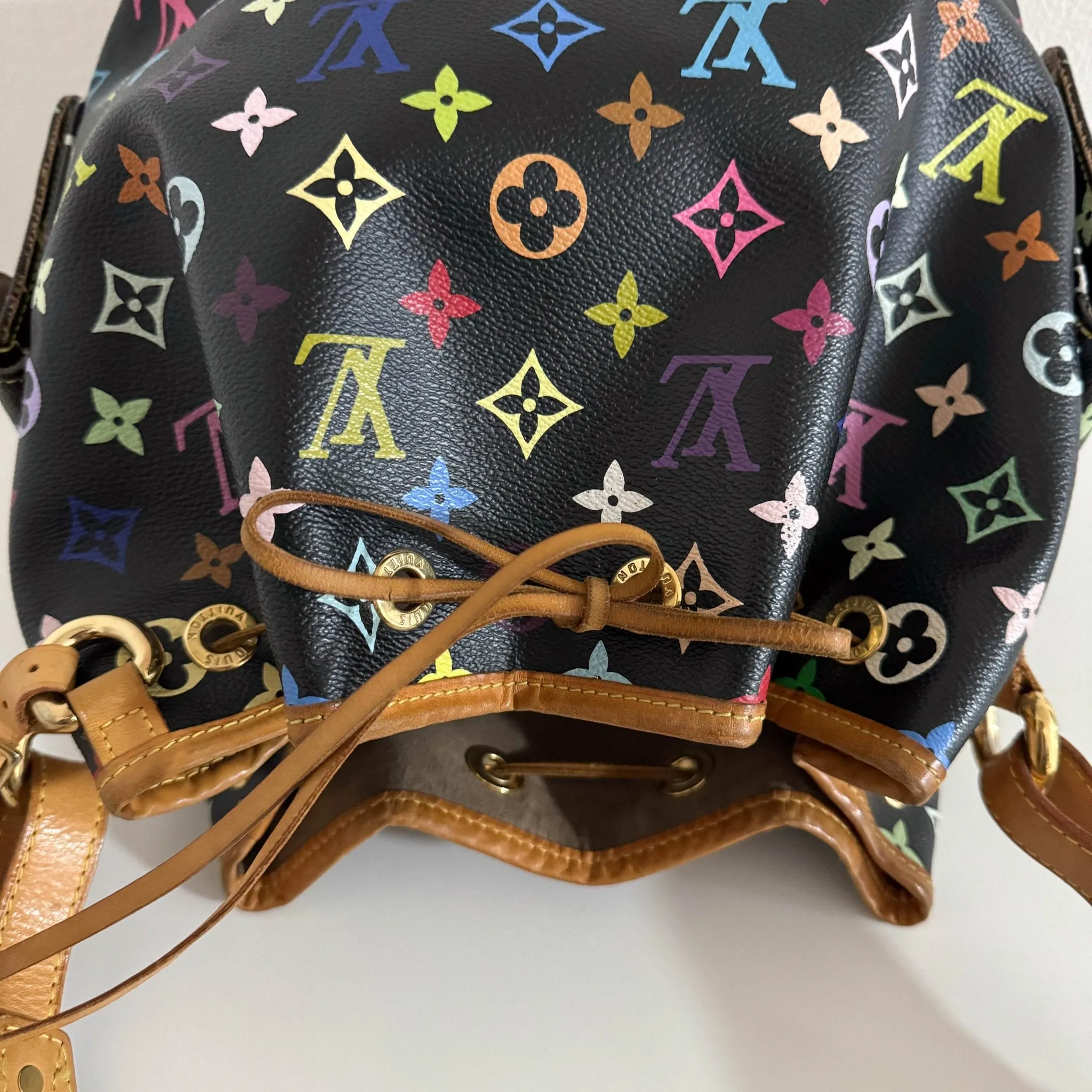Louis Vuitton x Takashi Murakami Black Monogram Multicolor Canvas Petit Noé