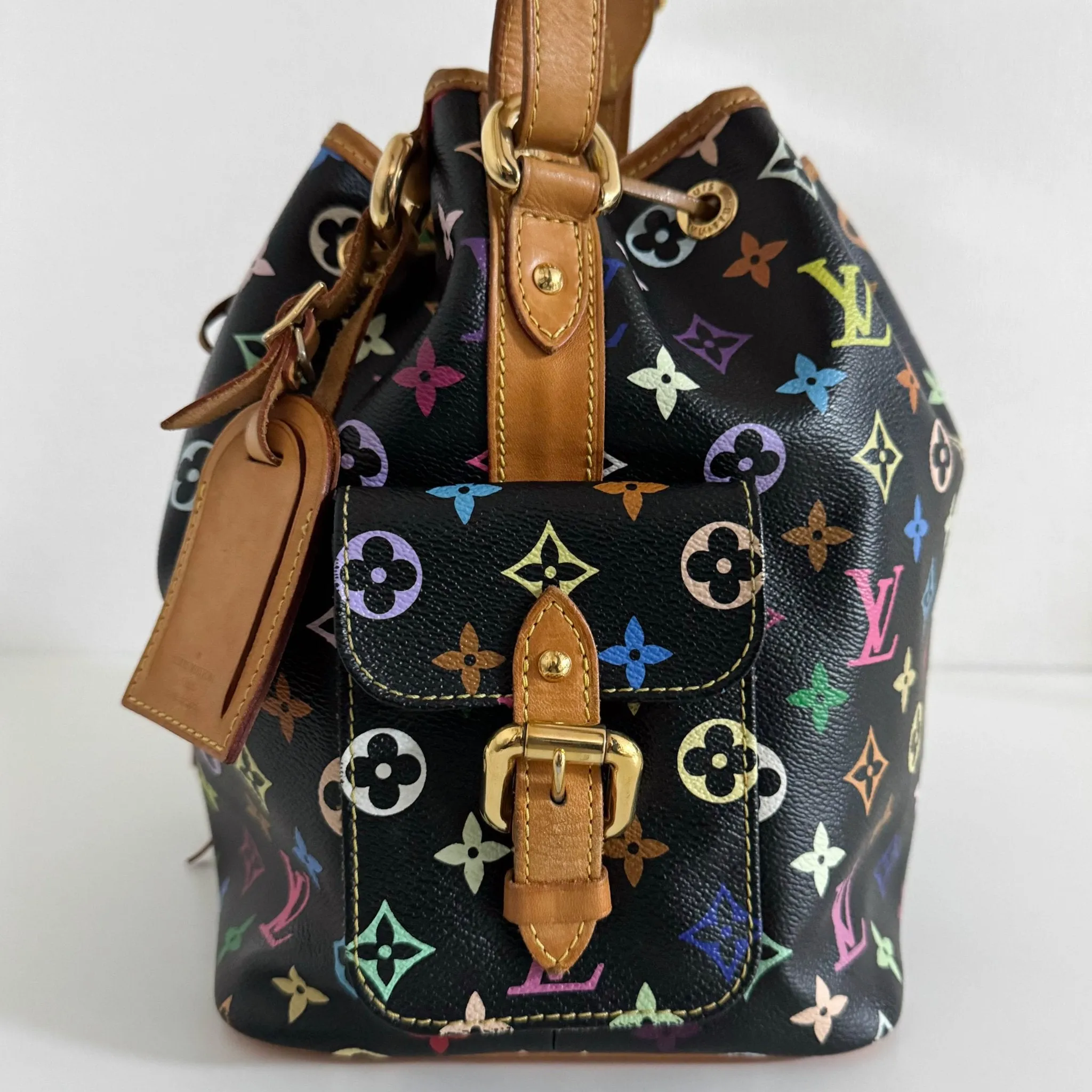 Louis Vuitton x Takashi Murakami Black Monogram Multicolor Canvas Petit Noé