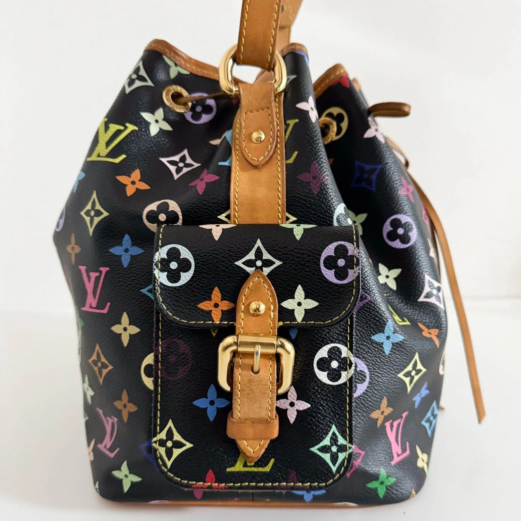 Louis Vuitton x Takashi Murakami Black Monogram Multicolor Canvas Petit Noé