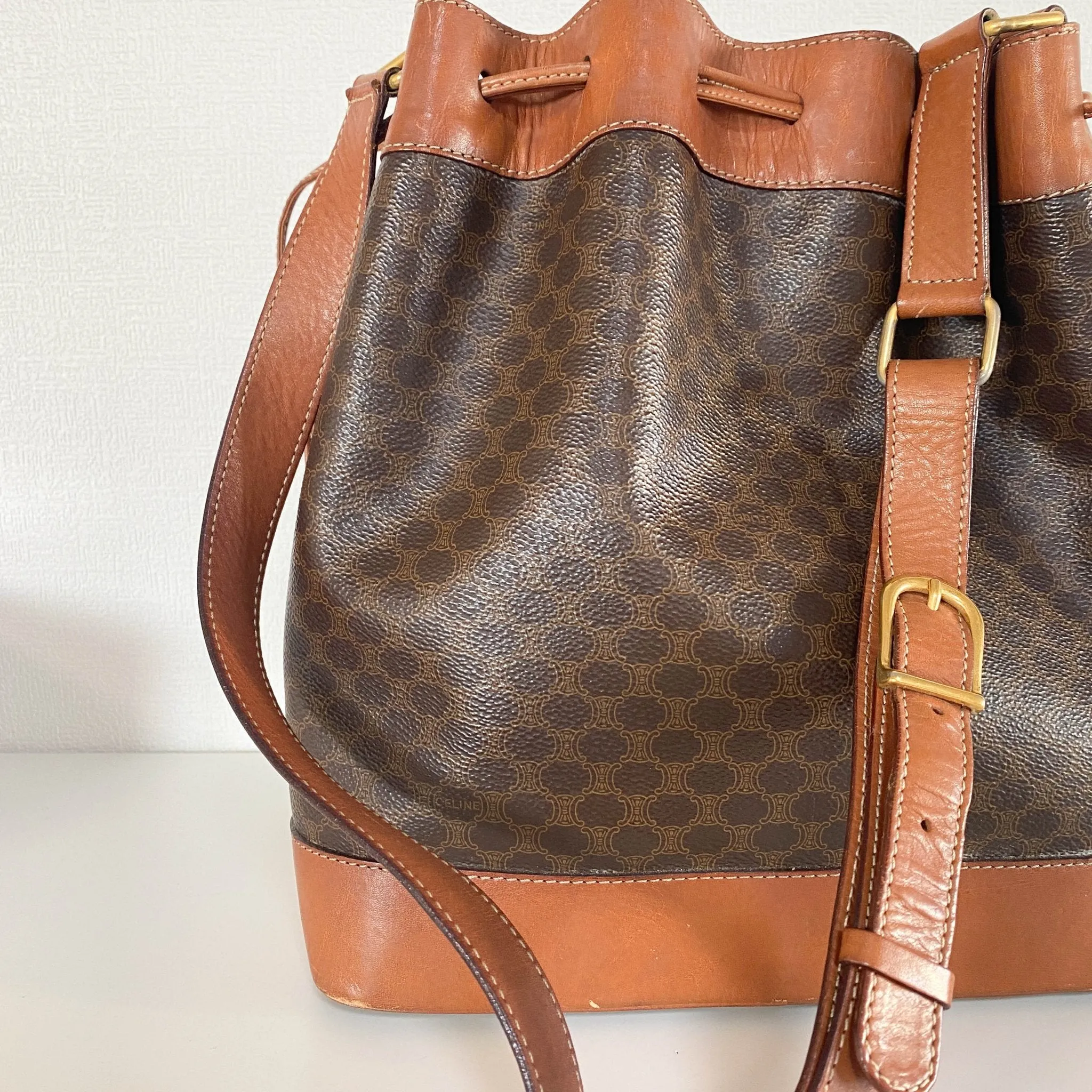 Macadam Triomphe Canvas Bucket Shoulder Bag