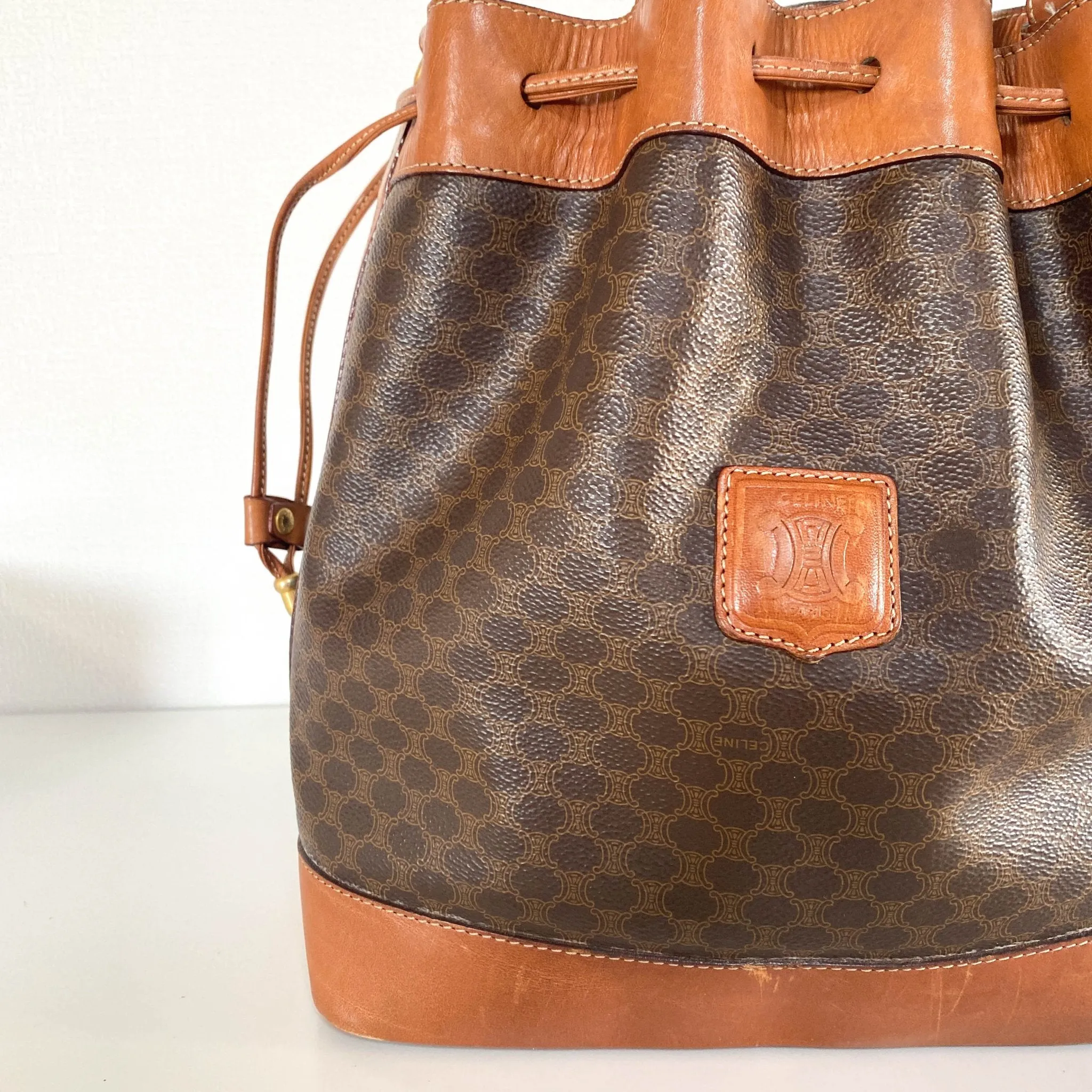 Macadam Triomphe Canvas Bucket Shoulder Bag