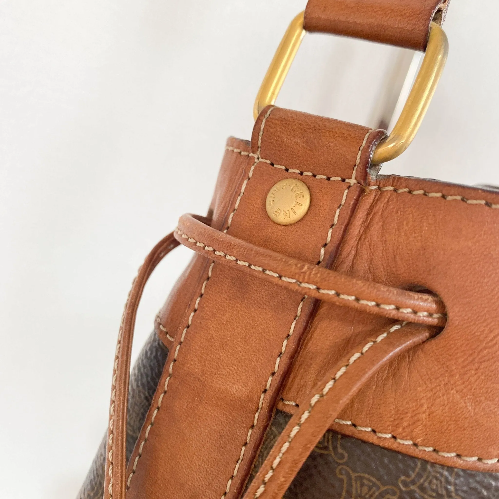 Macadam Triomphe Canvas Bucket Shoulder Bag