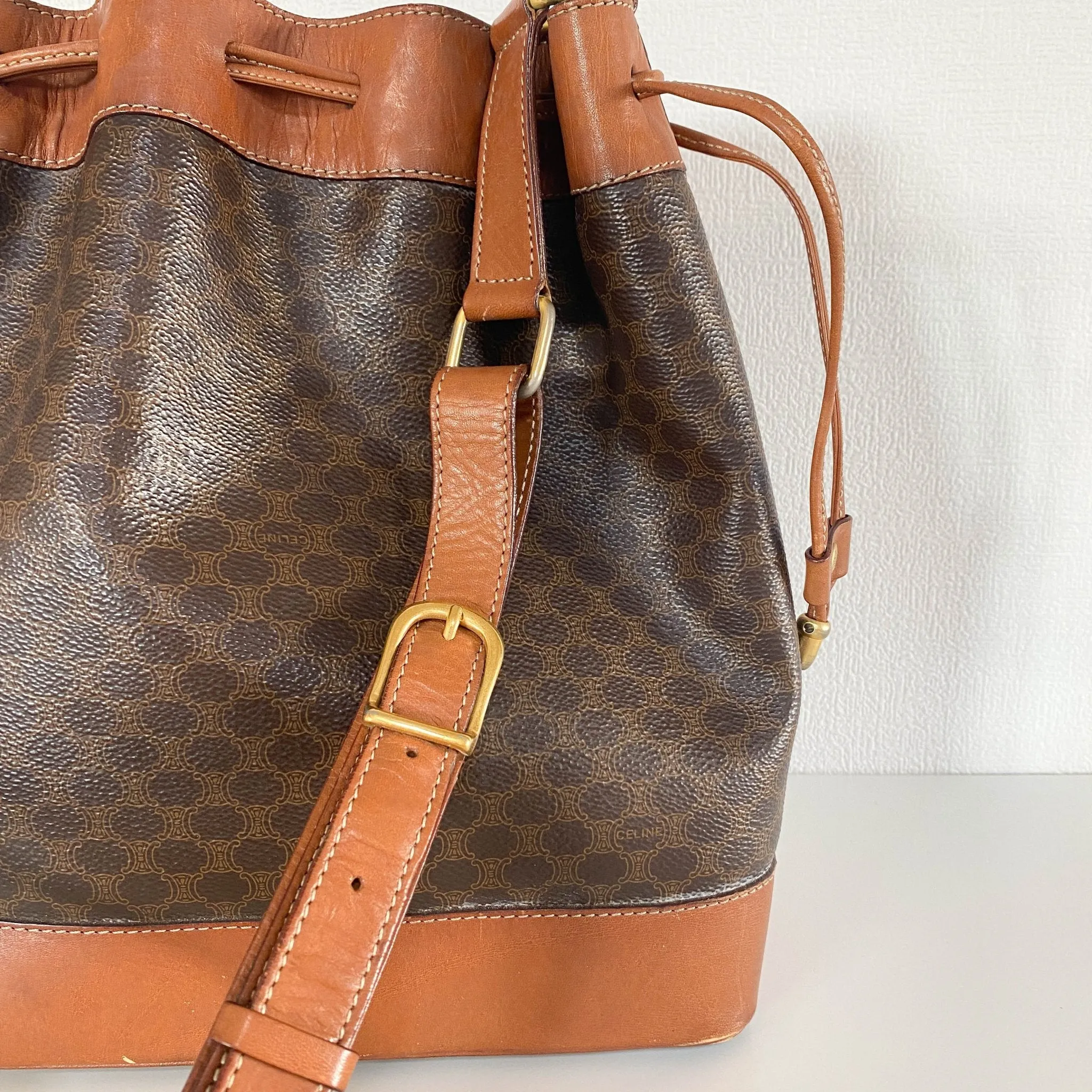 Macadam Triomphe Canvas Bucket Shoulder Bag
