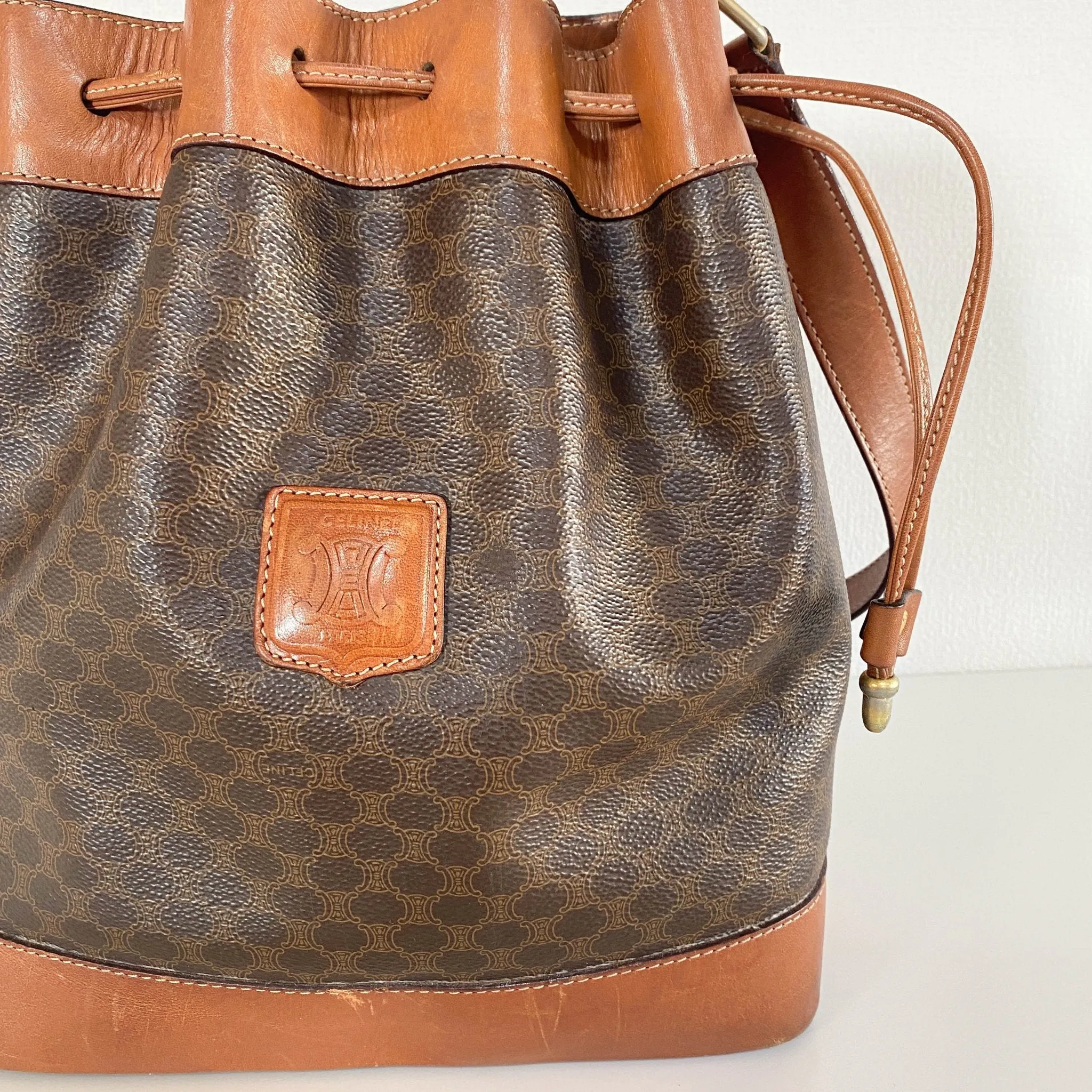 Macadam Triomphe Canvas Bucket Shoulder Bag