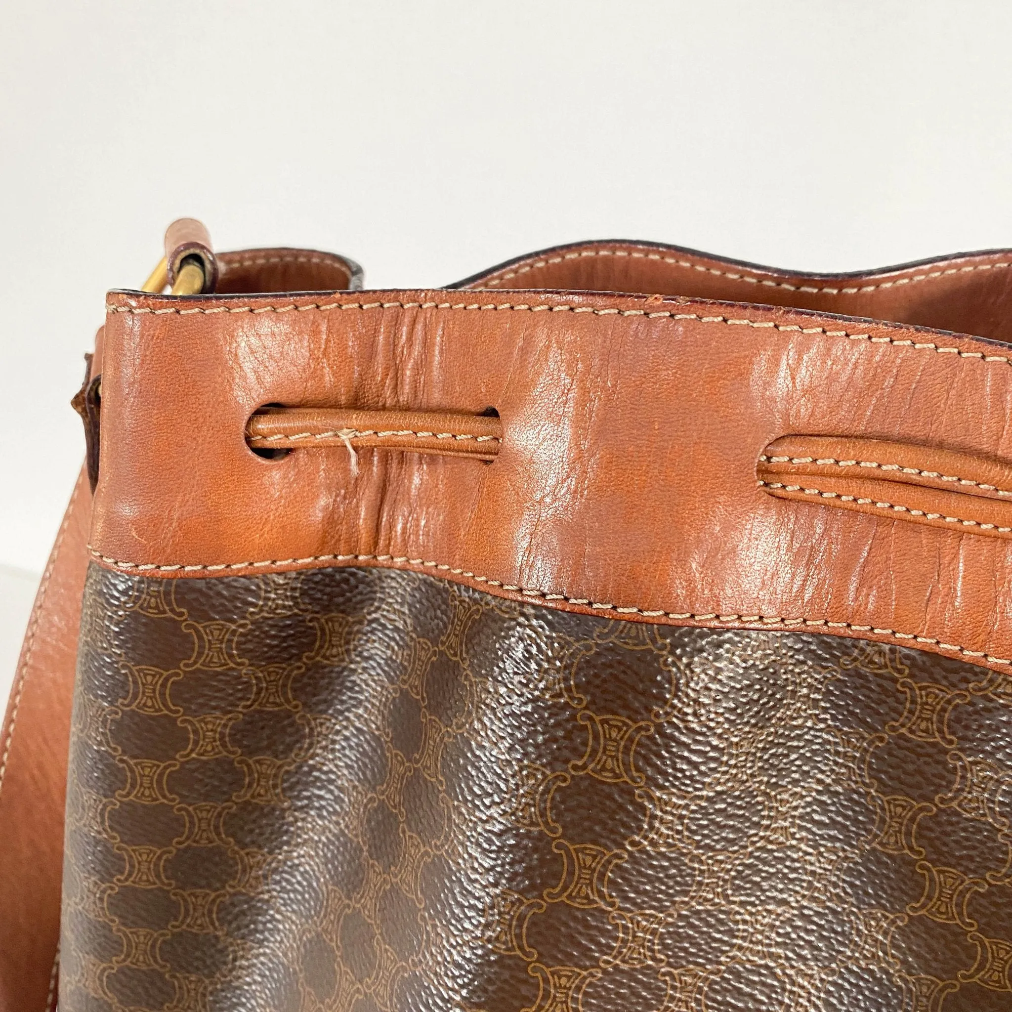Macadam Triomphe Canvas Bucket Shoulder Bag