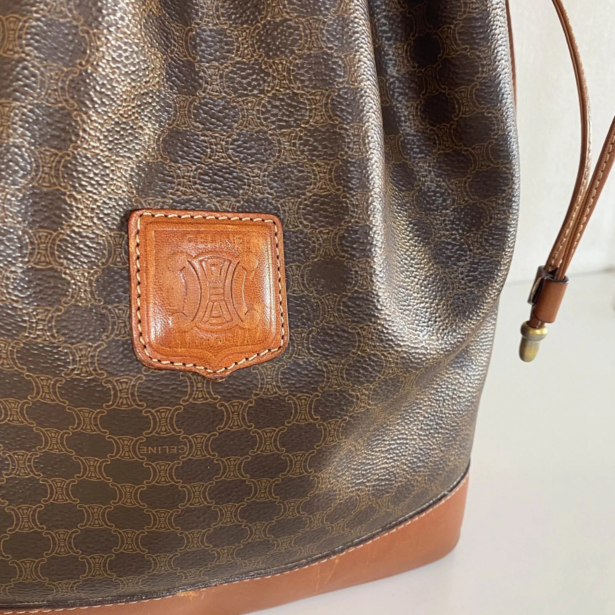 Macadam Triomphe Canvas Bucket Shoulder Bag