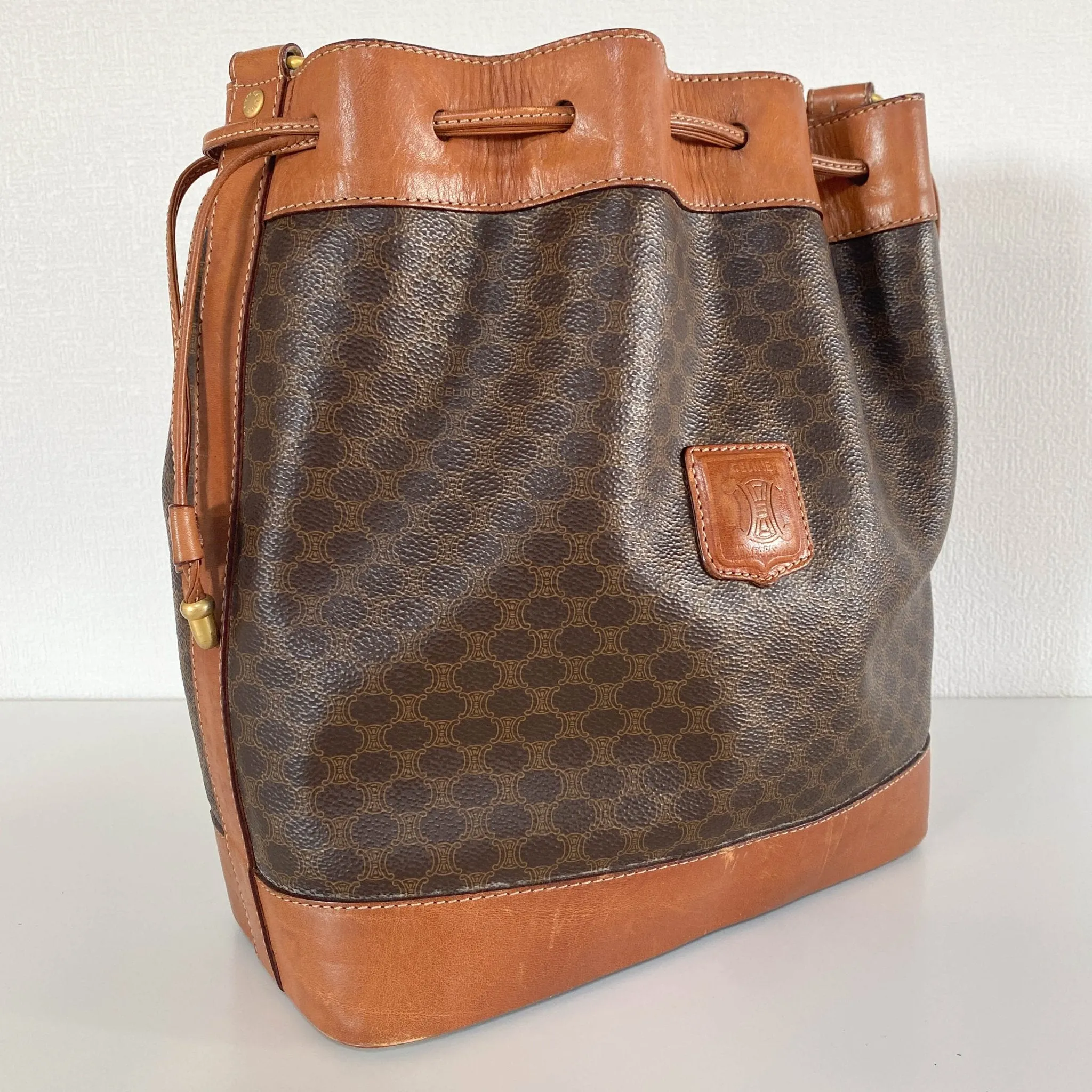 Macadam Triomphe Canvas Bucket Shoulder Bag