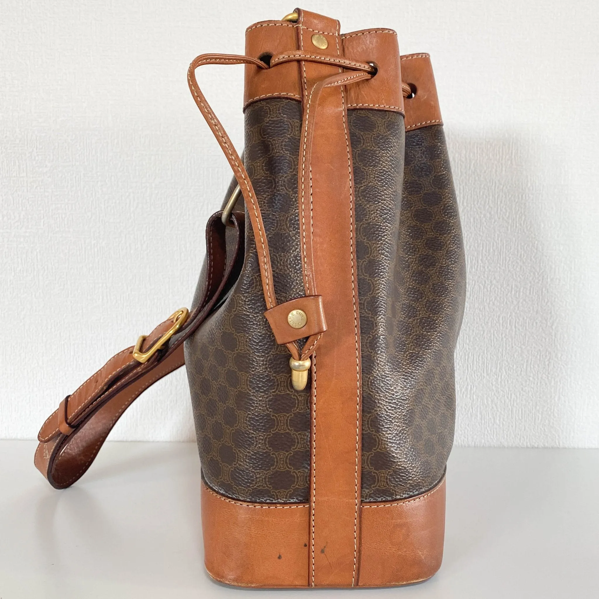 Macadam Triomphe Canvas Bucket Shoulder Bag