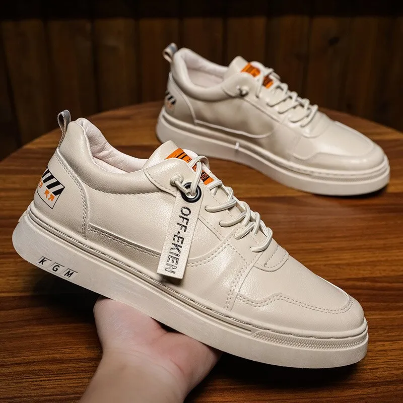 Men Shoes Four Seasons Youth Fashion Sneakers Simple Black Pu Leather Shoes Men Non-slip Casual Board Shoes Flat Fashion Zapatos