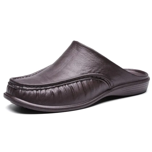 Men&#39;s Slippers EVA Slip on Flats Shoes Walking Shoes Men Half Slipper Comfortable Soft Household Sandals Size 40-47