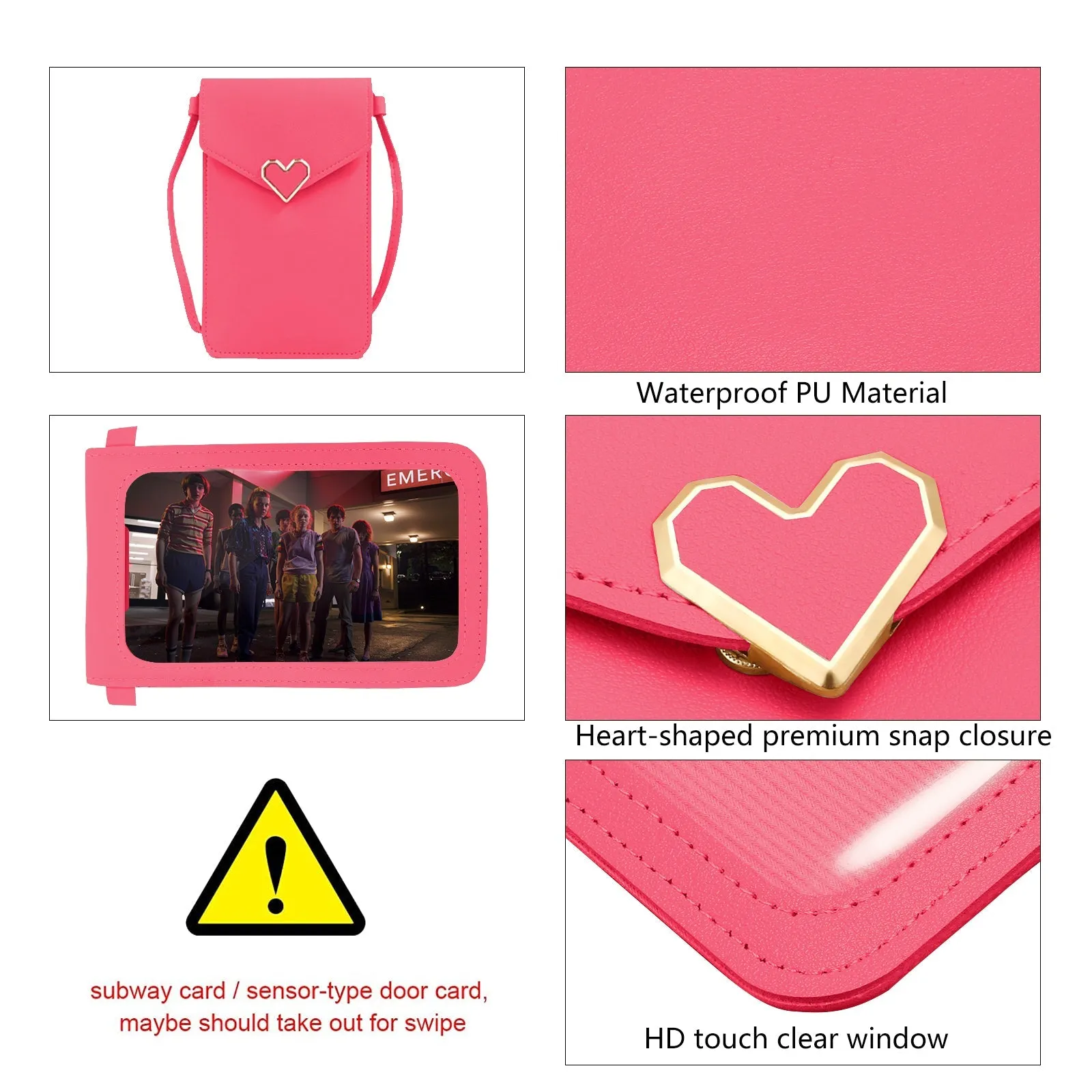 Mugrs™ PU Leather Mini Flap Crossbady Phone Bag, Hot Pink Color