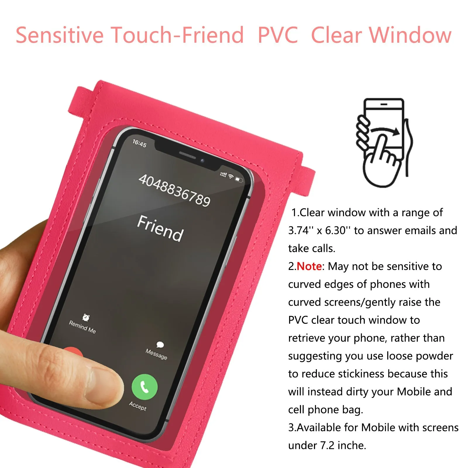Mugrs™ PU Leather Mini Flap Crossbady Phone Bag, Hot Pink Color
