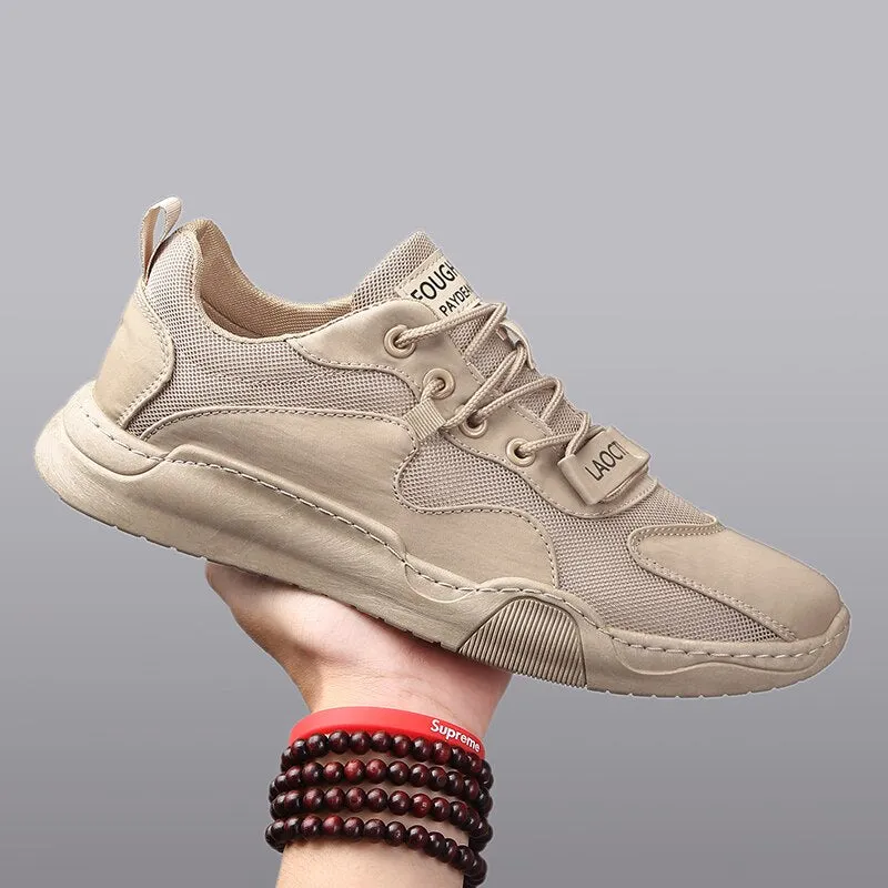 Original Casual Shoes For Male Black Beige Leather Shoe Man Brand Designer Youth Casual Sneakers Low Top Rubber Walking Shoe Men