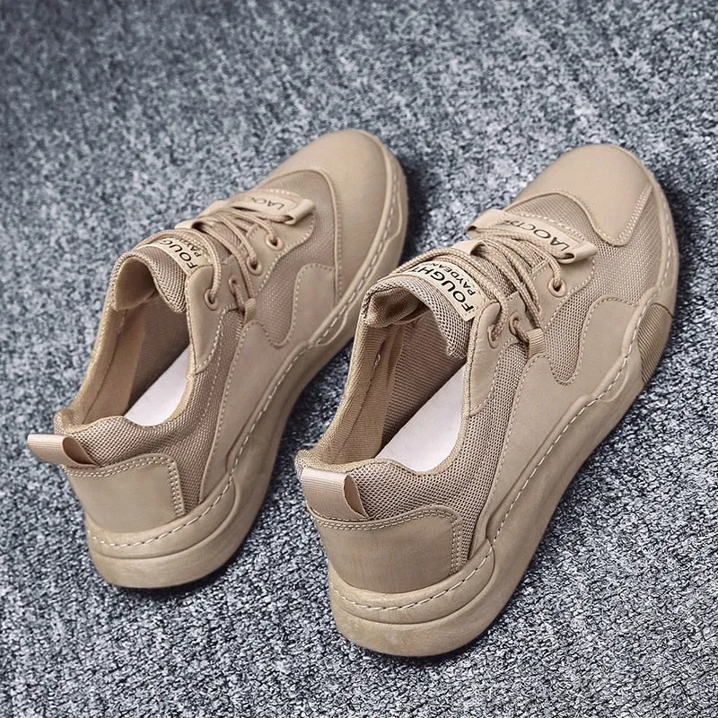 Original Casual Shoes For Male Black Beige Leather Shoe Man Brand Designer Youth Casual Sneakers Low Top Rubber Walking Shoe Men