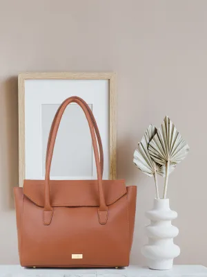 Oversized Tan multi compartment tote Bag