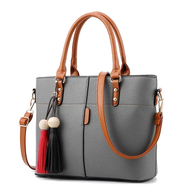 Petrichor Large Capacity Tassel Tote Bag Women Soft Leather Ladies Handbag Crossbody Messenger Bags