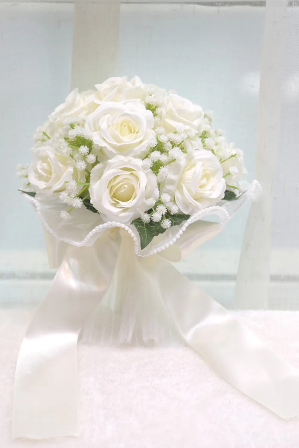 Pink Artificial Roses Bouquet for Wedding