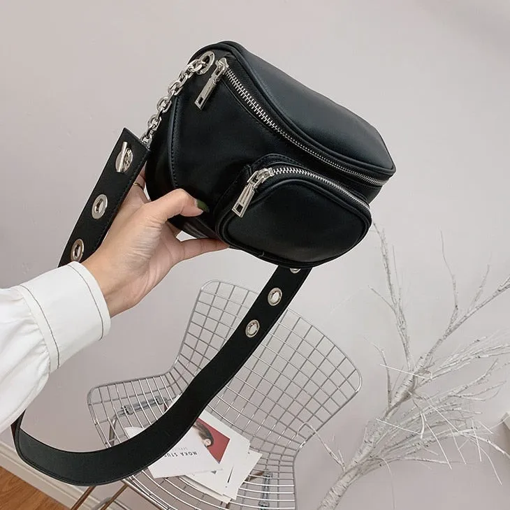PU Leather Crossbody Bags for Women 2021 New Fashion Shoulder Bag Wide Strap Messenger Bag Chain female Handbags bolsas feminina