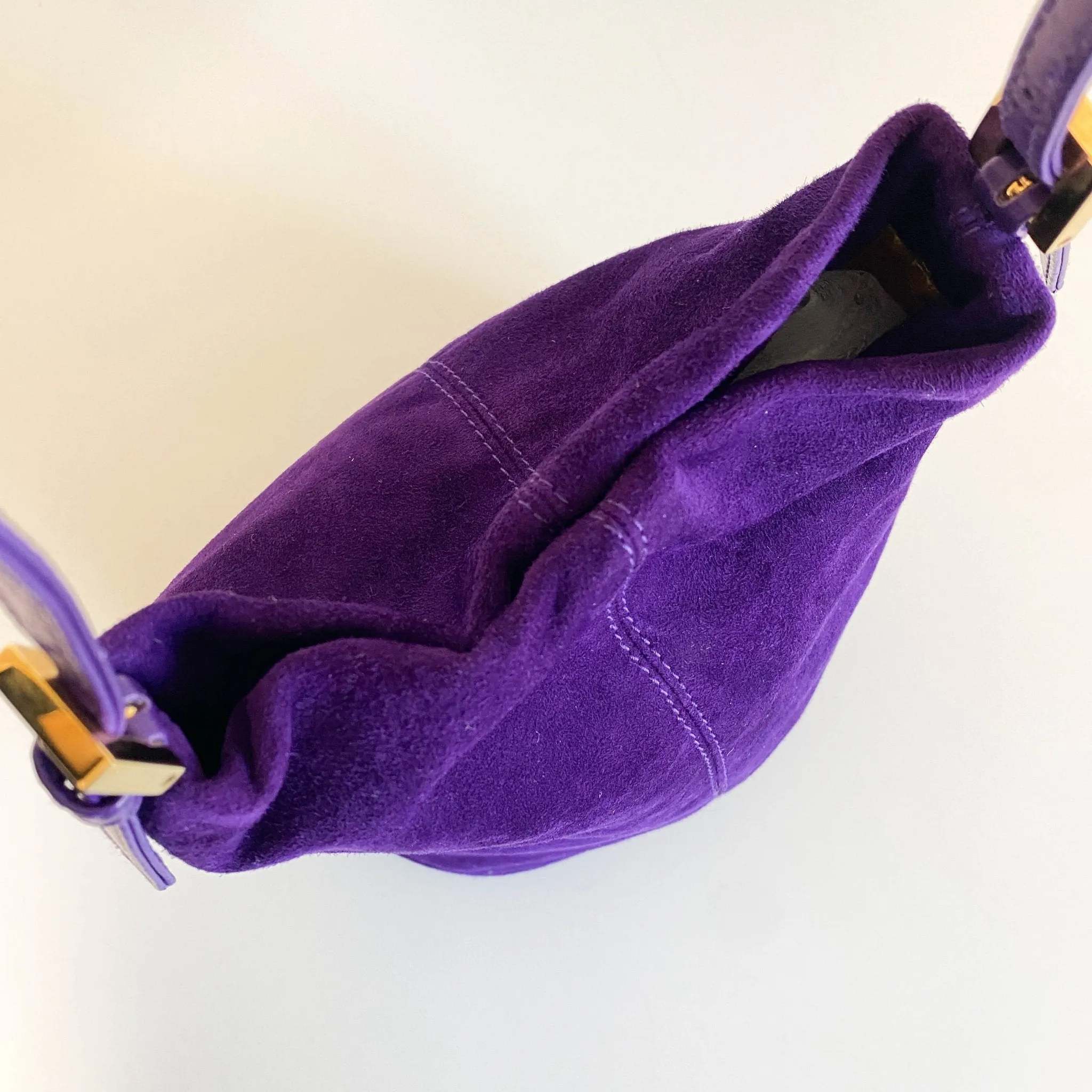 Purple Suede Bucket Shoulder Bag