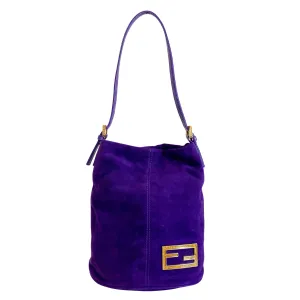 Purple Suede Bucket Shoulder Bag