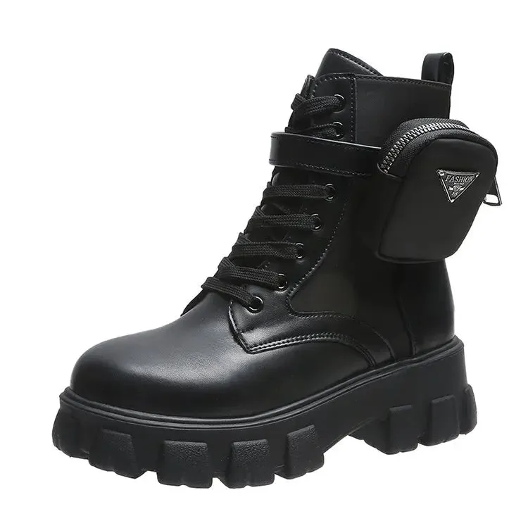 Rebel Ride Ankle Boots with Punk Pocket Bag