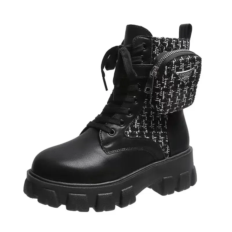 Rebel Ride Ankle Boots with Punk Pocket Bag