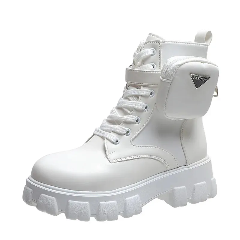 Rebel Ride Ankle Boots with Punk Pocket Bag