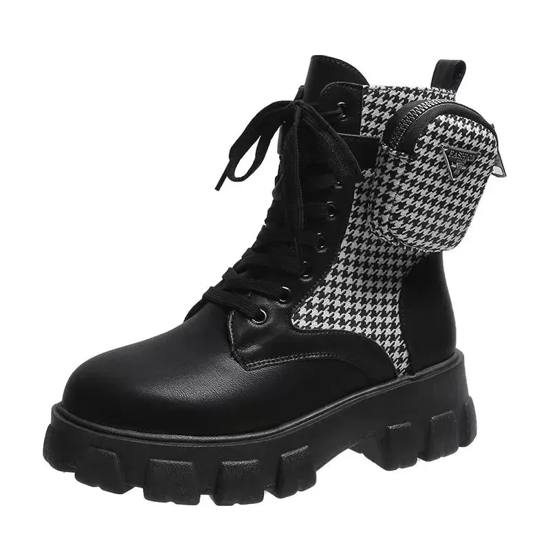 Rebel Ride Ankle Boots with Punk Pocket Bag