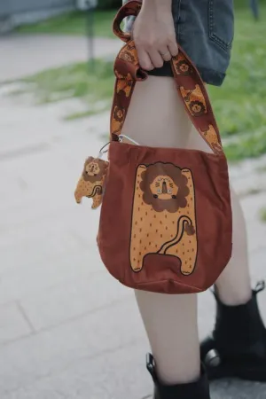 Ruoyu Studio Lion-Casual Crossbody Round Bucket Cloth Bag