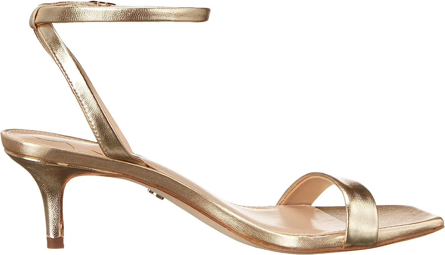 Sam Edelman Rayelle Gold Leaf Square Toe Buckle Ankle Strap Kitten Heel Sandals