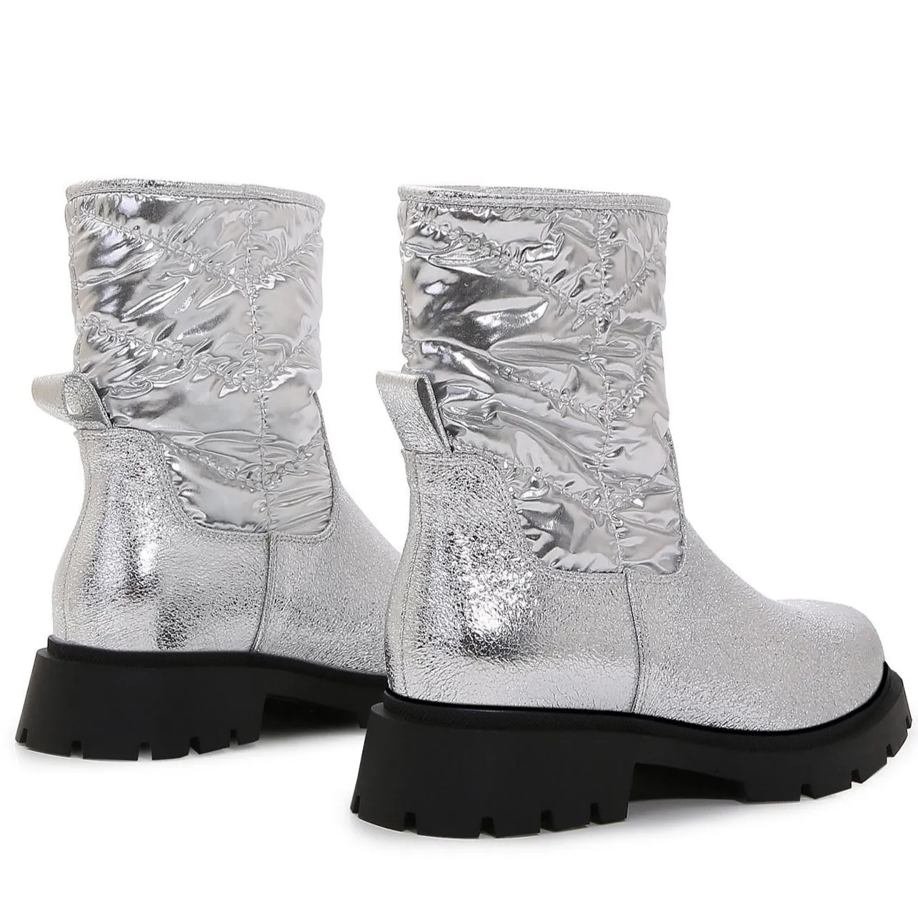 Silver Platform Chunky Boots