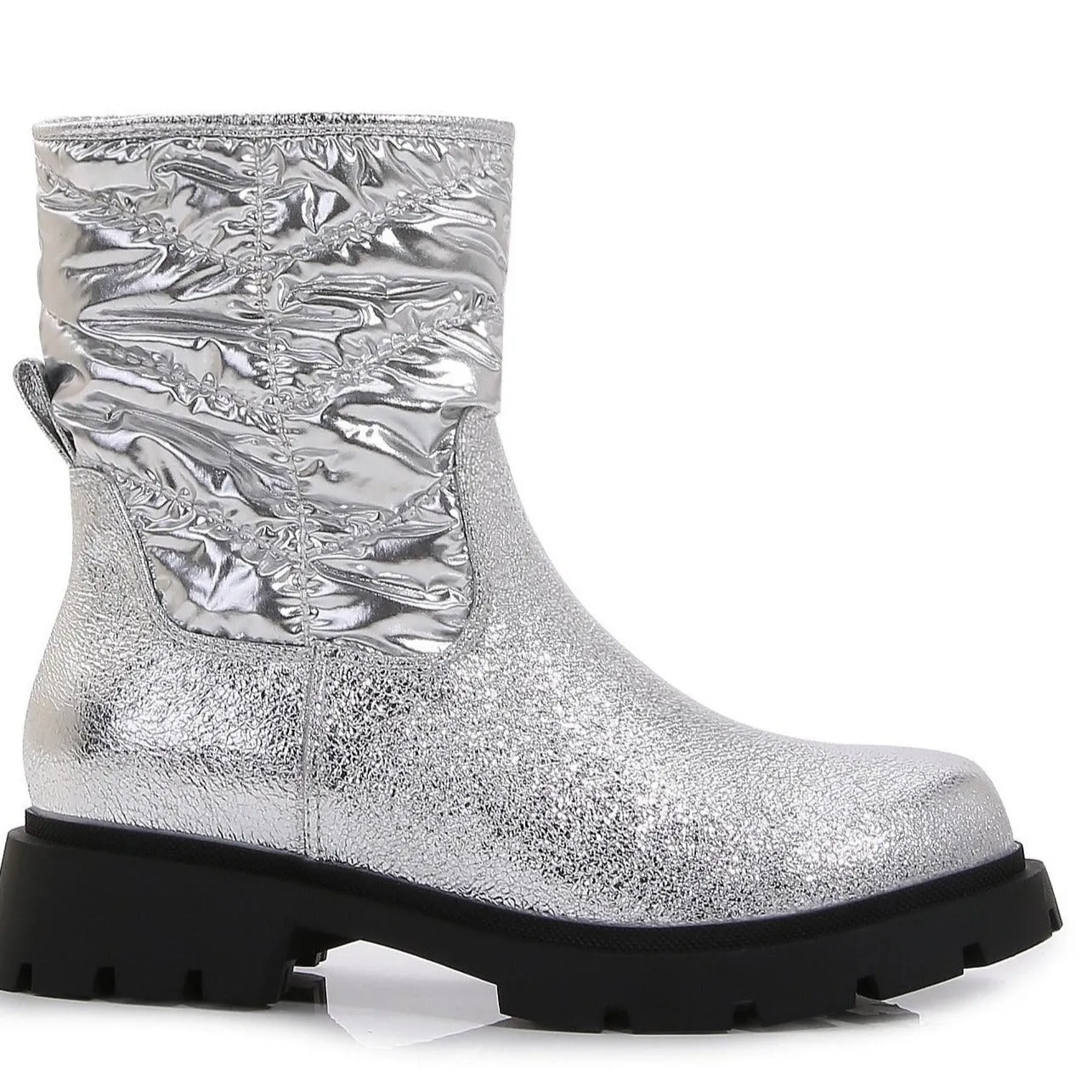 Silver Platform Chunky Boots