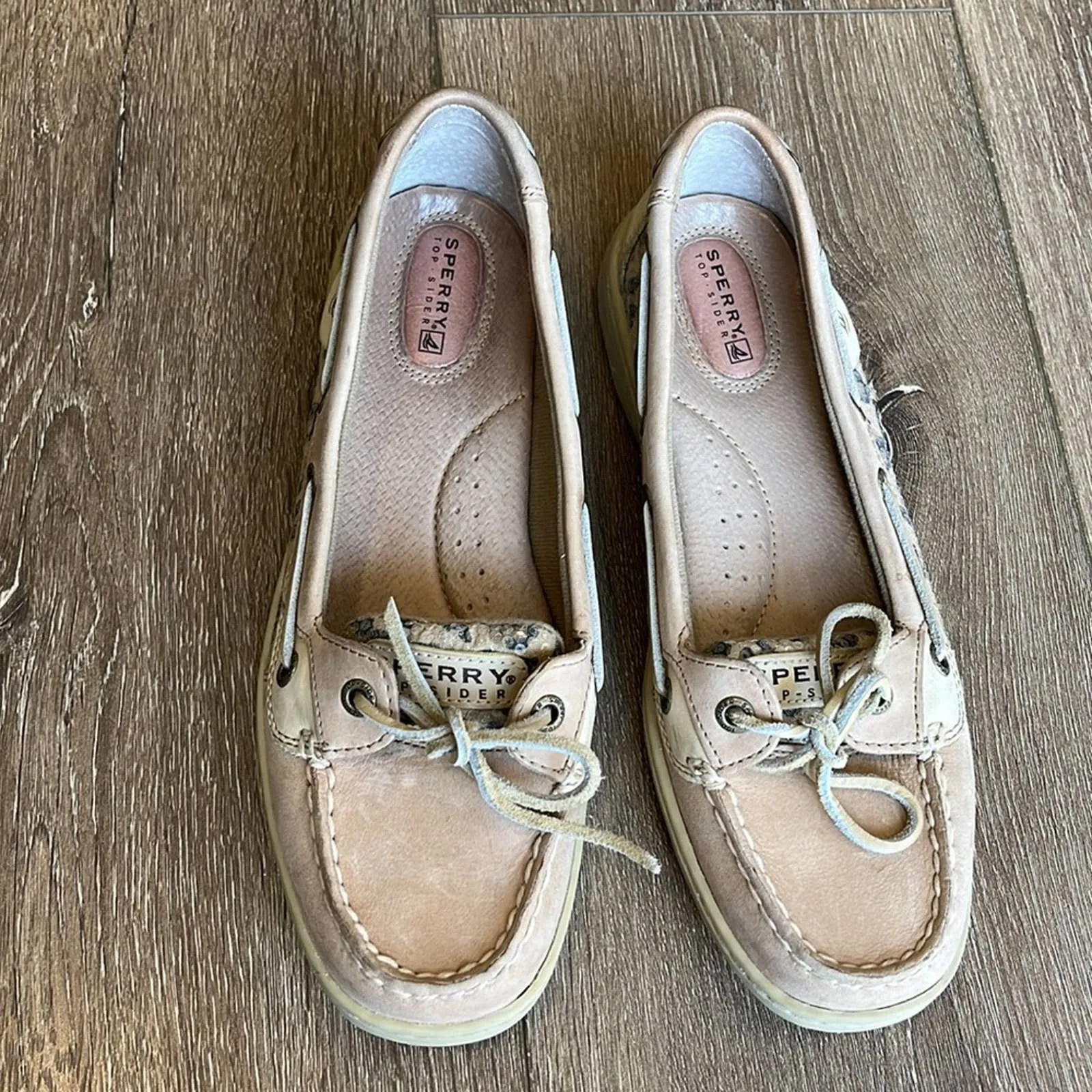 Size 8.5 Sperry Angelfish Leopard Sequin Slip On Loafers Boat Shoes