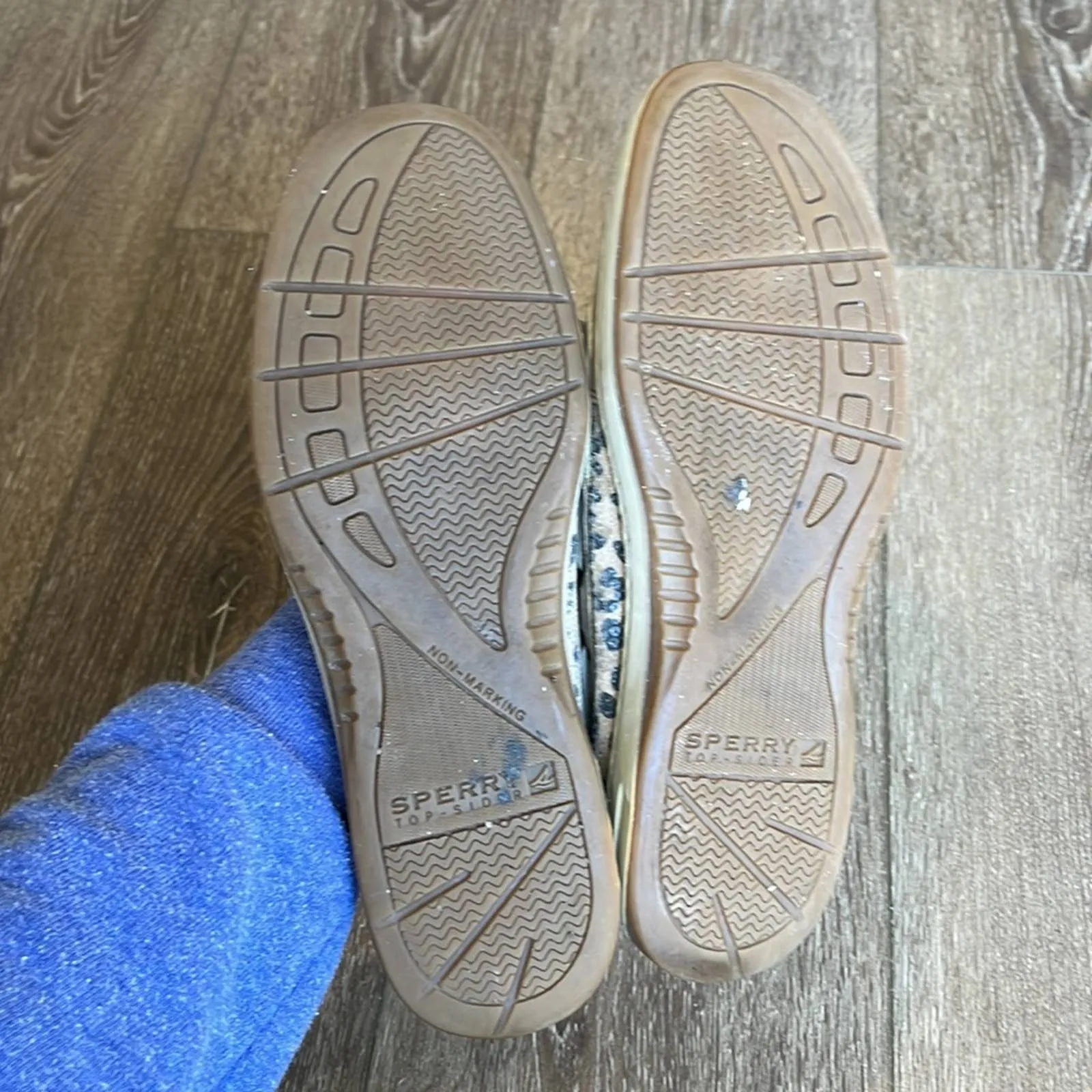 Size 8.5 Sperry Angelfish Leopard Sequin Slip On Loafers Boat Shoes
