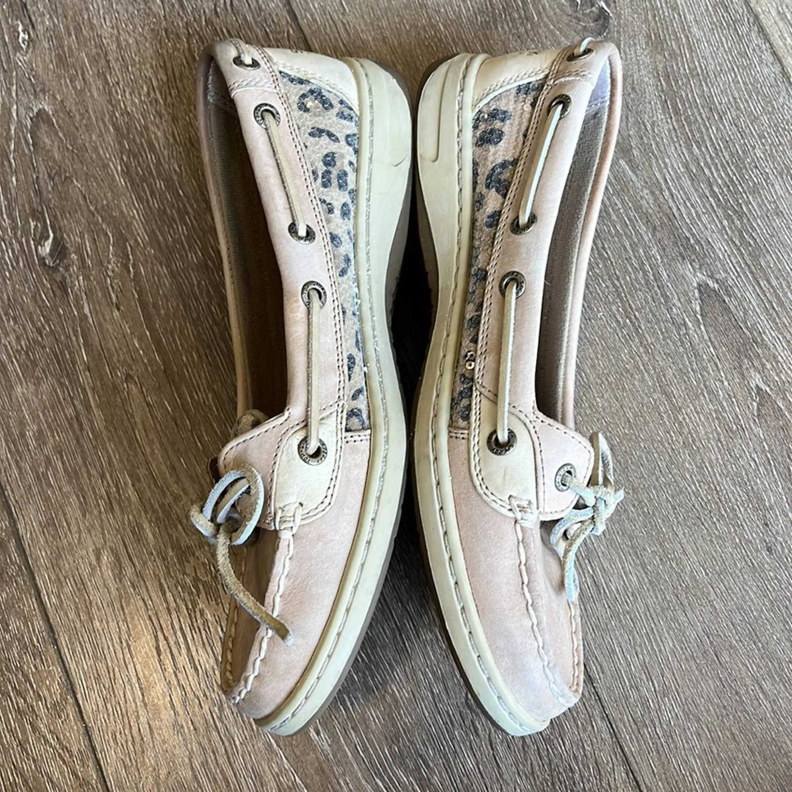 Size 8.5 Sperry Angelfish Leopard Sequin Slip On Loafers Boat Shoes