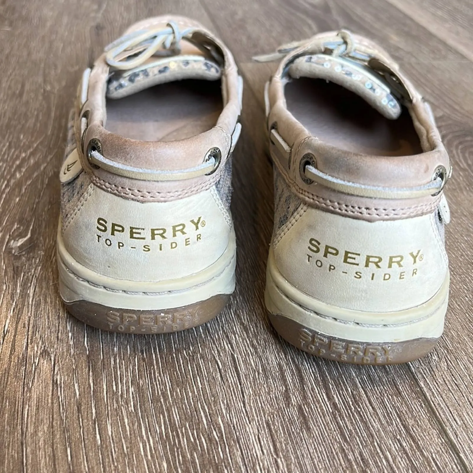 Size 8.5 Sperry Angelfish Leopard Sequin Slip On Loafers Boat Shoes