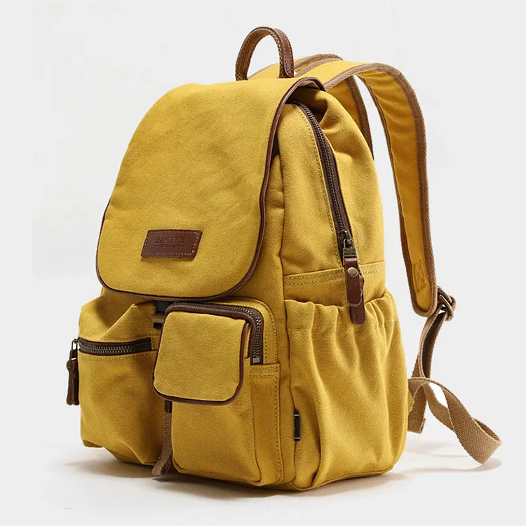Small Ladies Canvas Travel Backpack Bag With Pockets Rucksack Purse For Women