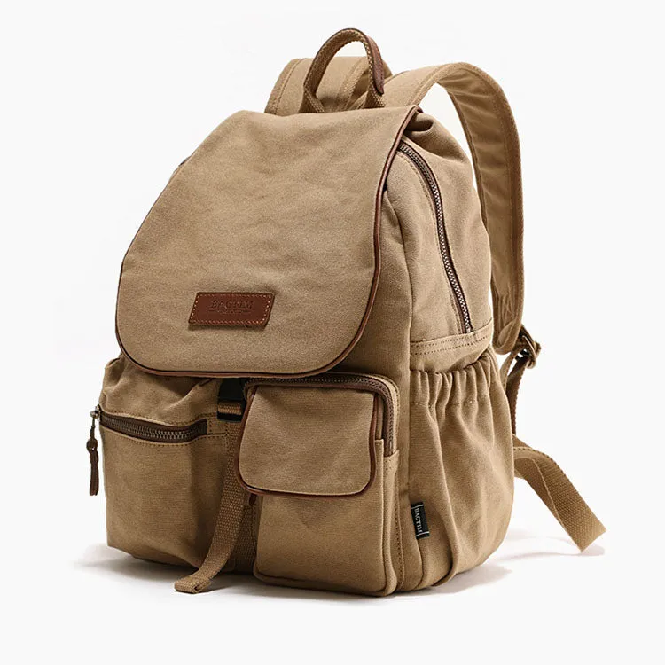 Small Ladies Canvas Travel Backpack Bag With Pockets Rucksack Purse For Women