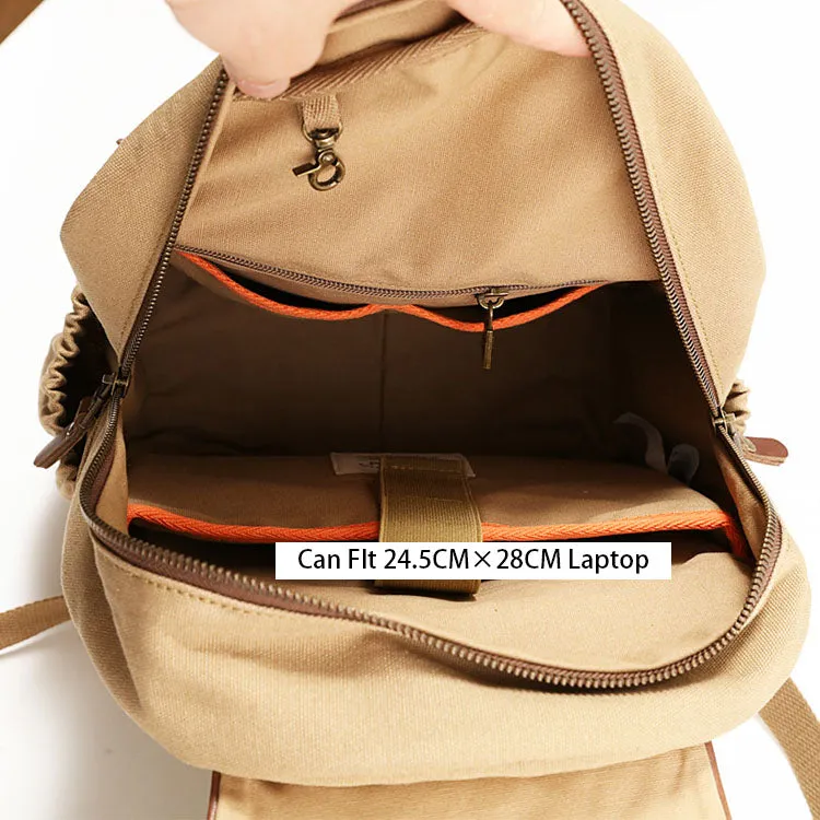 Small Ladies Canvas Travel Backpack Bag With Pockets Rucksack Purse For Women
