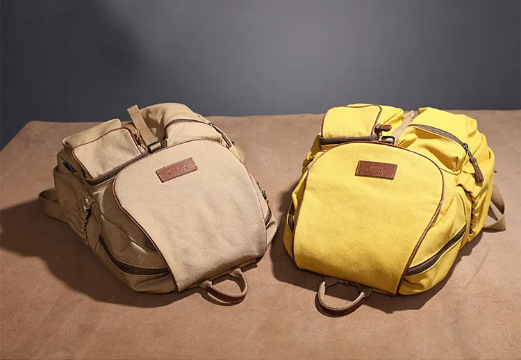 Small Ladies Canvas Travel Backpack Bag With Pockets Rucksack Purse For Women
