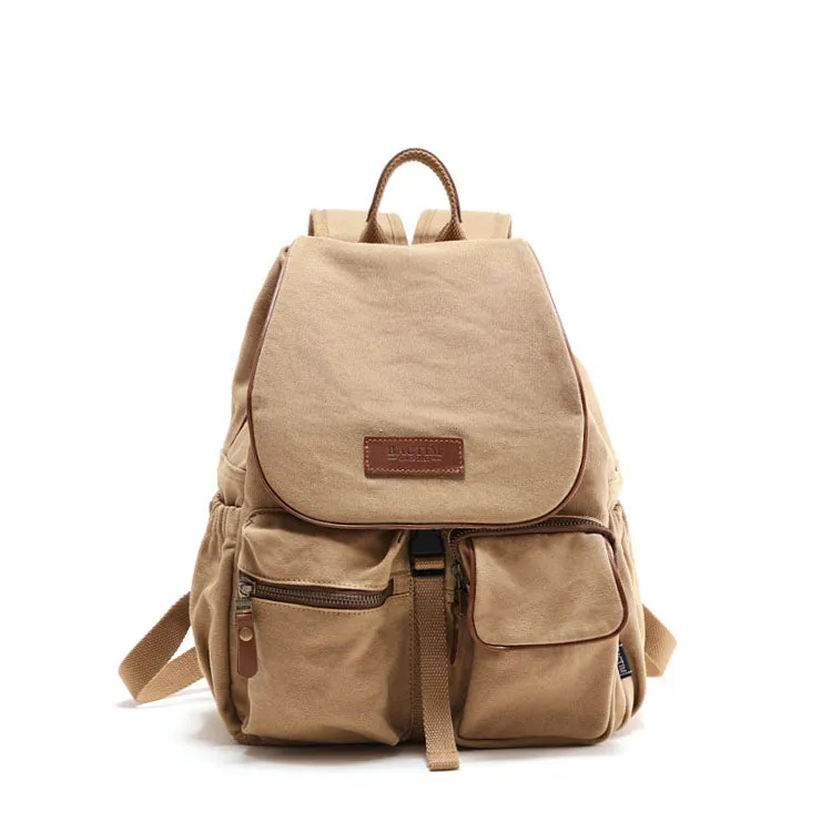 Small Ladies Canvas Travel Backpack Bag With Pockets Rucksack Purse For Women