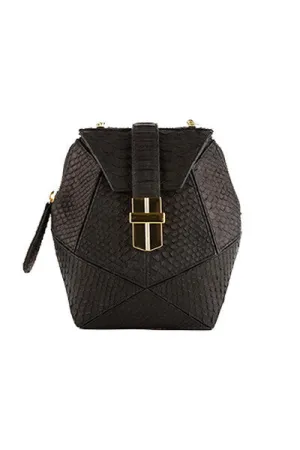 SNAKESKIN MINI BOX BAG IN BLACK MATTE SNAKESKIN