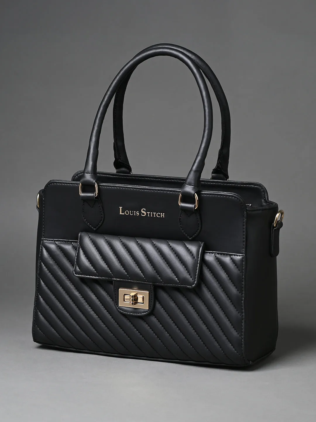 Stylish Black Multi-Pocket Satchel Handbag for Women